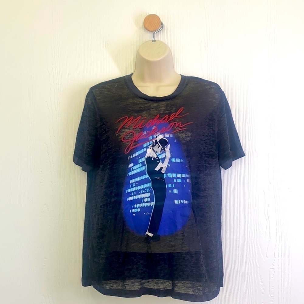 Mighty Fine - Vintage Michael Jackson Grey See thru Shirt Size Medium